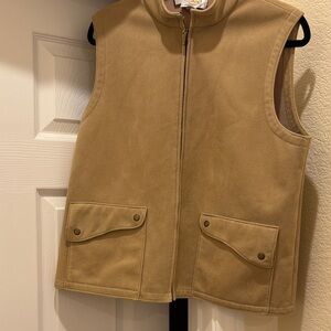 Talbots Sleeveless Zip Front Tan Women’s Vest, size medium